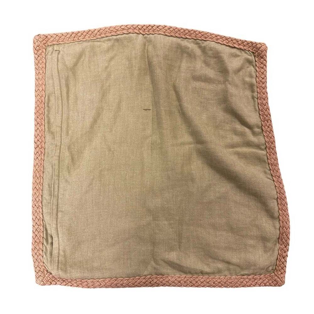 Pottery Barn 100% Linen Pillow Cover Case Throw Accent Green Jute Trim 20"